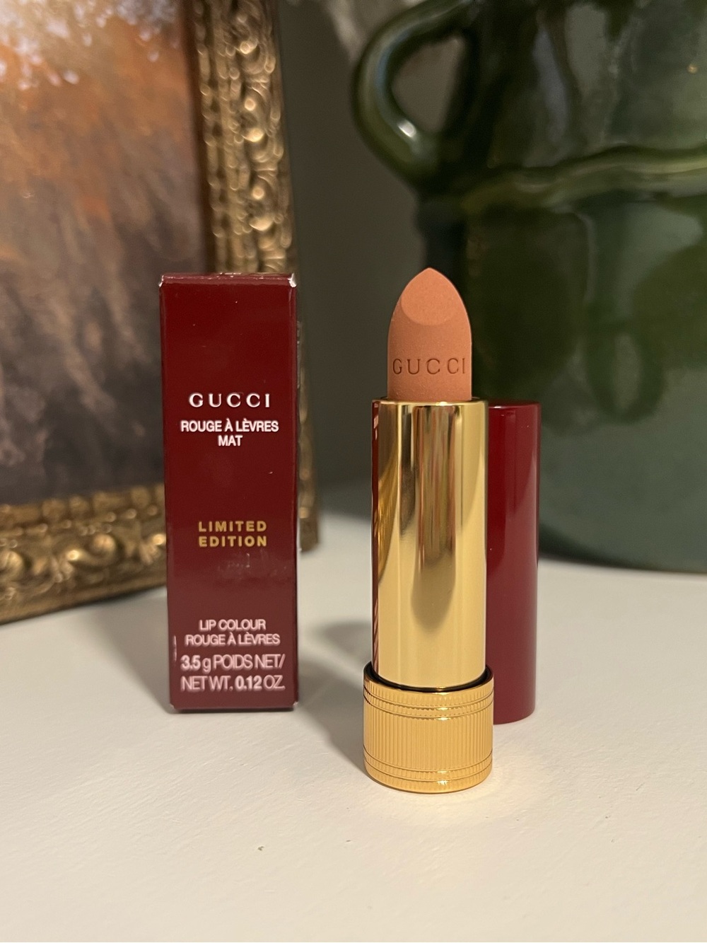 Gucci lipstick in shade Amanda Dawn.